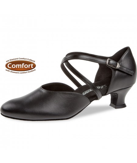 Mod. 148 Damen Tanzschuhe Weite H extra breit mit Comfort-Fußbett Spanish Absatz 4,2 cm schwarz Nappaleder