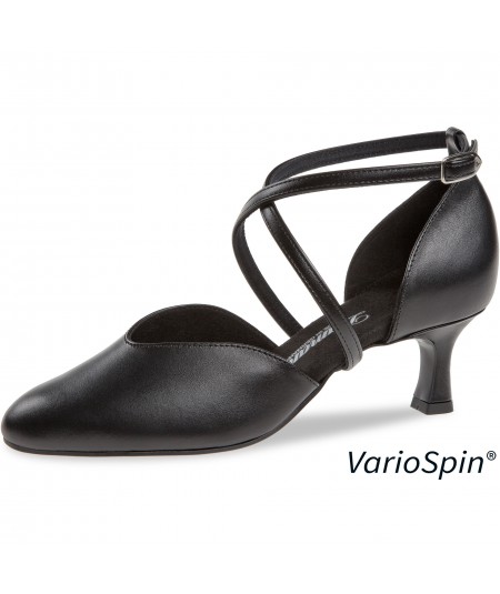 Mod. 170 Damen Tanzschuhe Weite E½ Normalweite Flare Absatz 5 cm schwarz Nappaleder (VarioSpin Sohle schwarz)