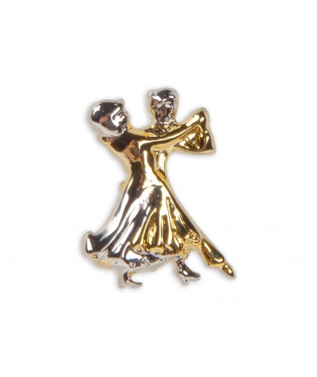 Brosche goldfarbig Diamant Tanzpaar klassisch
