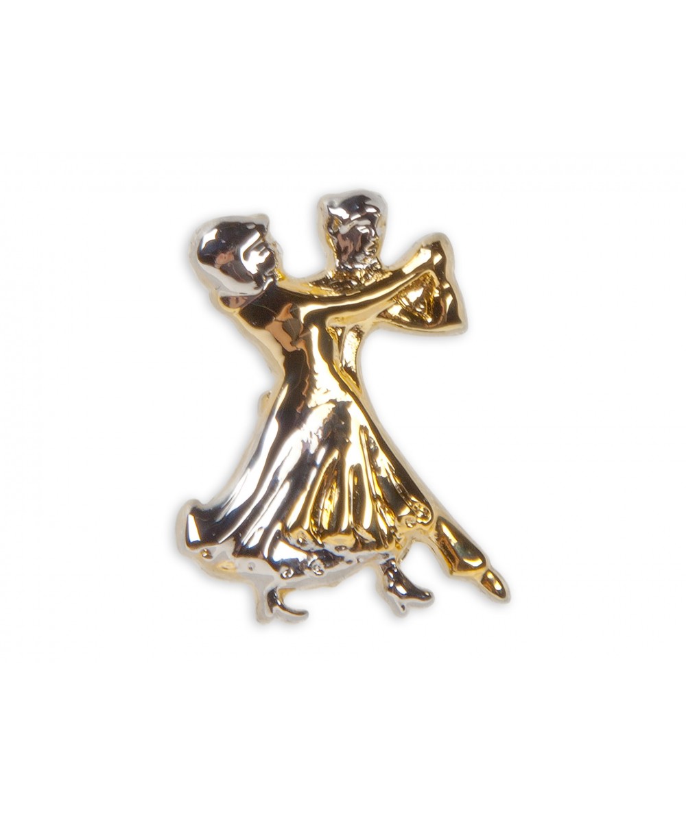 Brosche goldfarbig Diamant Tanzpaar klassisch