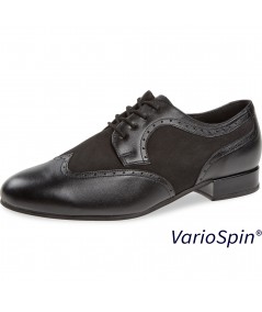 Mod. 089 Herren Tanzschuhe Weite K für extra breite Füße Absatz 2 cm schwarz Nappaleder (VarioSpin Sohle schwarz)