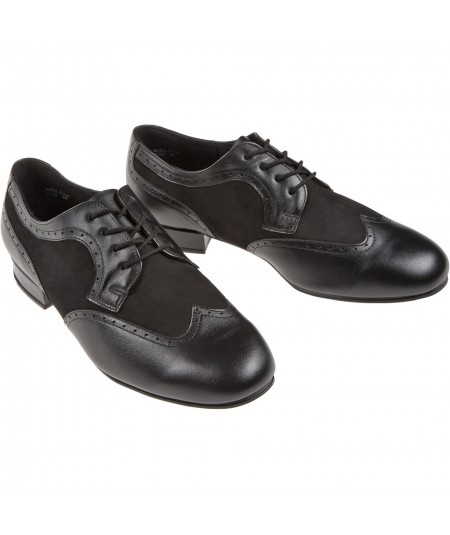 Mod. 089 Herren Tanzschuhe Weite K für extra breite Füße Absatz 2 cm schwarz Nappaleder (VarioSpin Sohle schwarz)