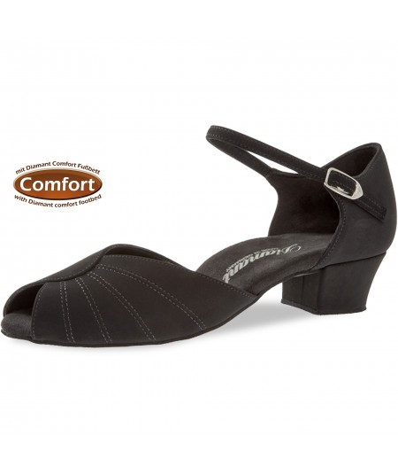Damen Tanzschuhe Bequem mit Comfort-Fußbett Cuban Absatz 3,7 cm schwarz Nubuk Synth.
