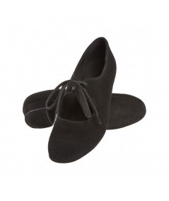 Mod. 057 Damen Tanzschuhe Weite F runde Form Normalweite mit Comfort-Fußbett Block Absatz 2,8 cm schwarz Velourleder