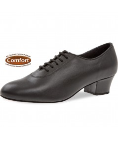 Mod. 093 Damen Tanzschuhe Weite F Normalweite mit Comfort-Fußbett Cuban Absatz 3,7 cm schwarz Nappaleder