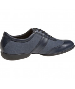 Mod. 123 Herren Dance Sneaker Tanzschuhe Weite H bequem geteilte TPU-Sohle Absatz 2,5 cm Navy-blau Nappaleder / Navy-blau Textil